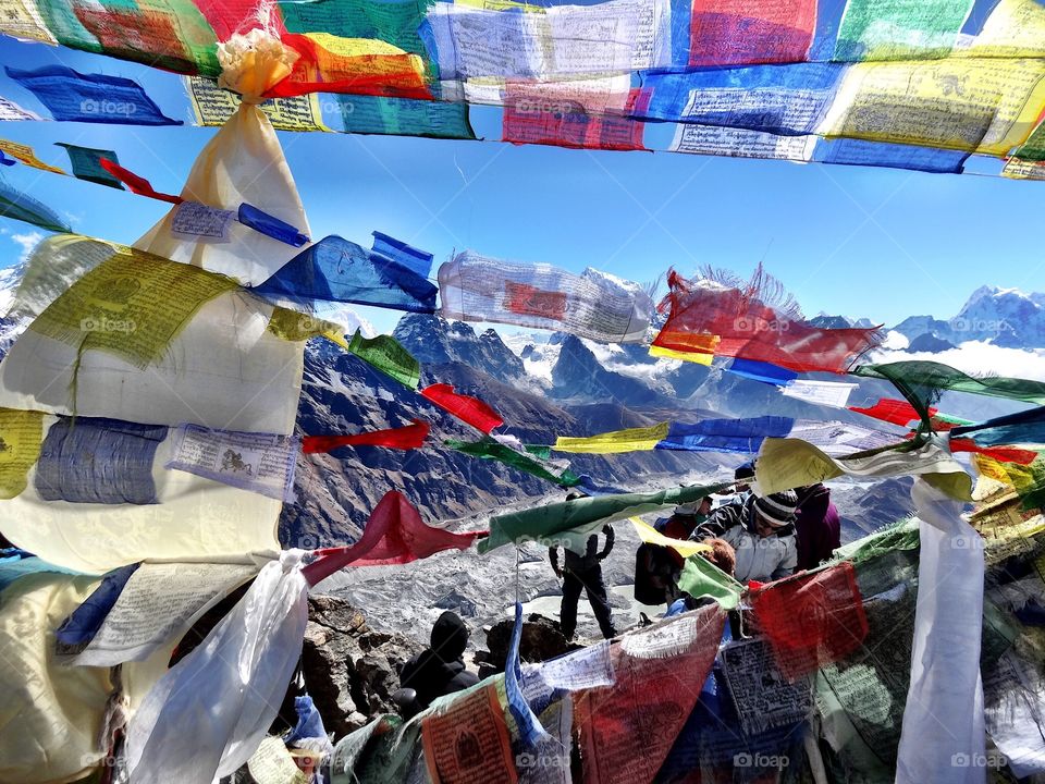 Prayer flags | color | mountain top | Nepal