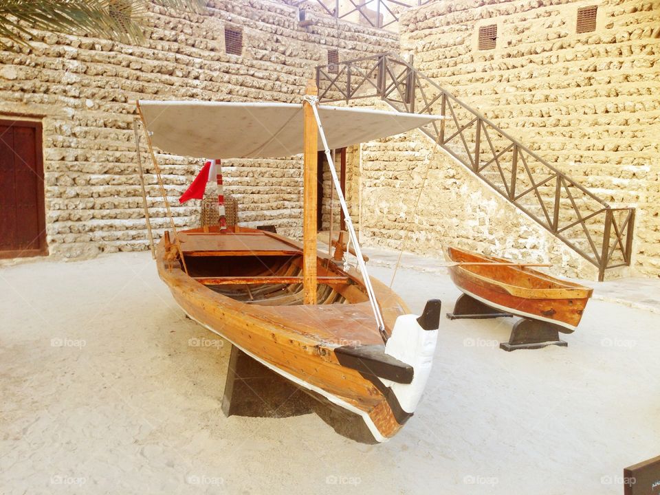 Fishing Boat. Old fashioned Arabic fishing vessel. 