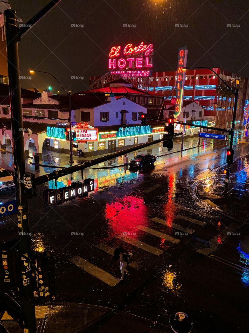 Rainy nights downtown Fremont. Las Vegas, NV