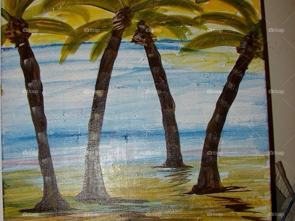 Painting and drawing of palm trees