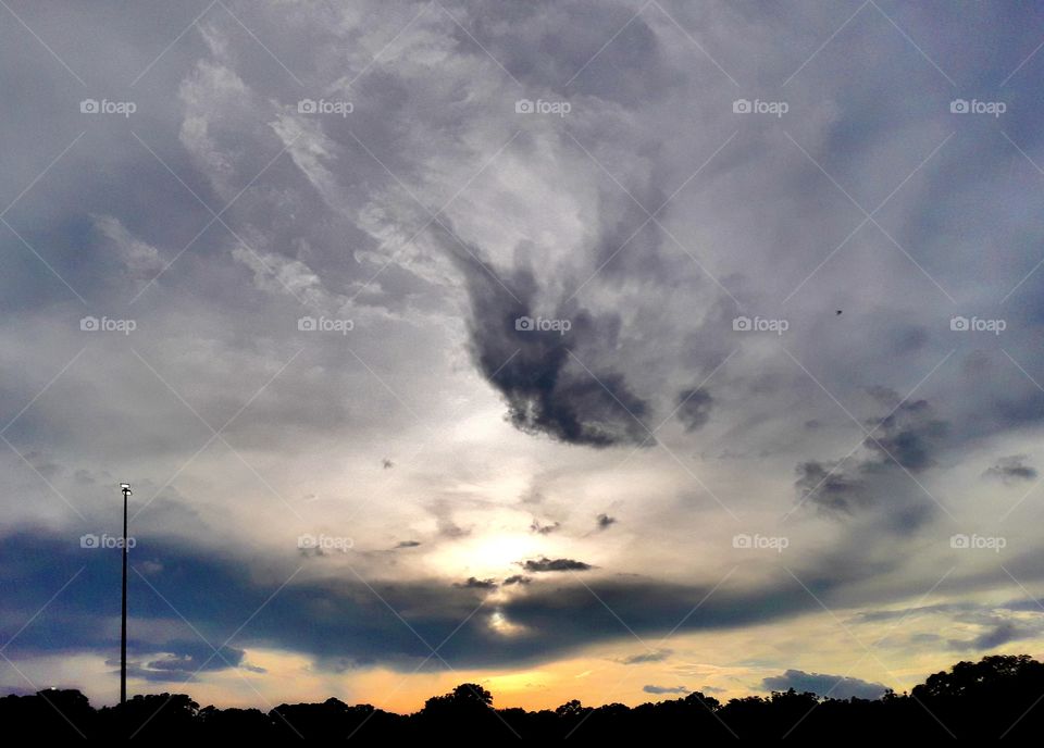Sunset with weird storm clouds