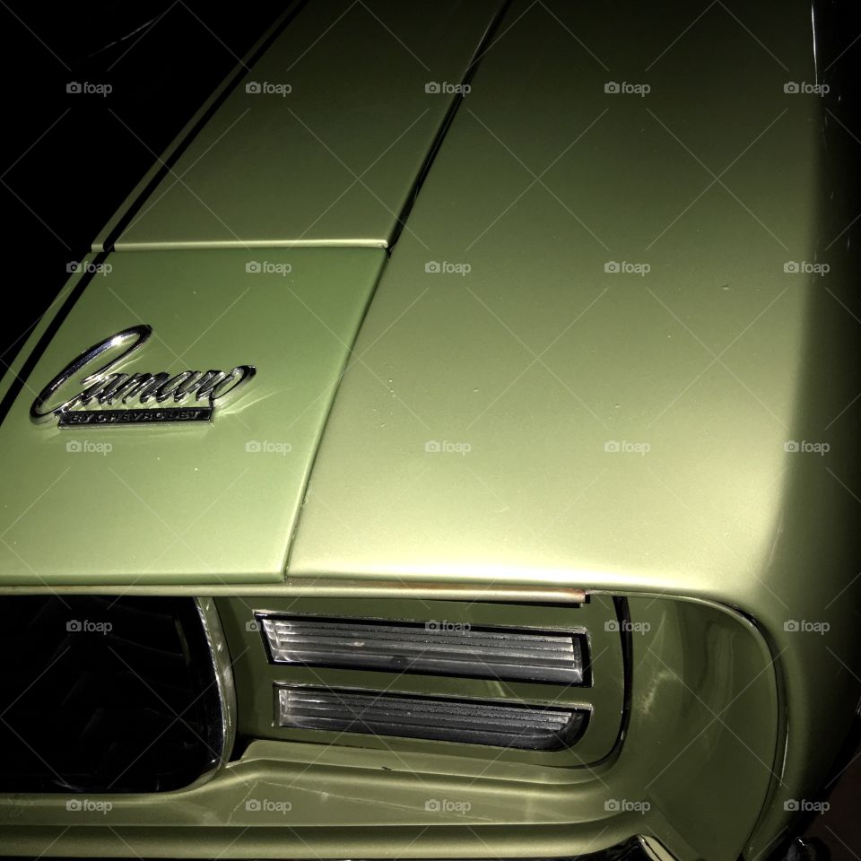 Classic Car 1969 RS Z28 green left front end.