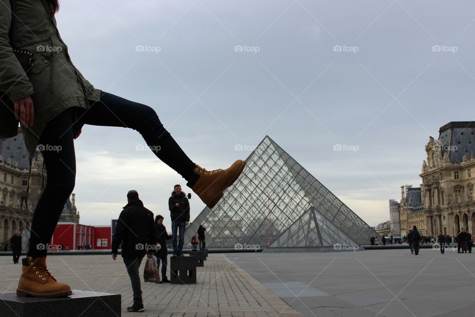 Famous Louvre museum and glass Pyramid