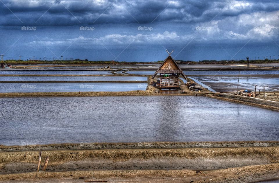 Salt Farming. Salt Farm in Nakornnayok Province, Thailand