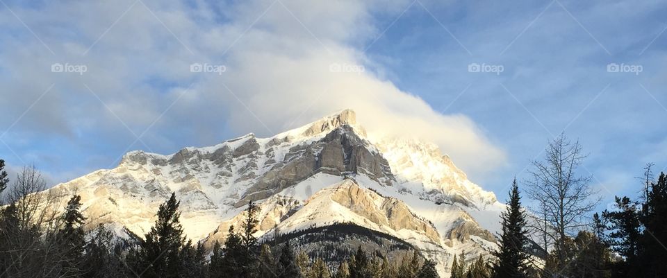 Scenic view of snow capped mountain