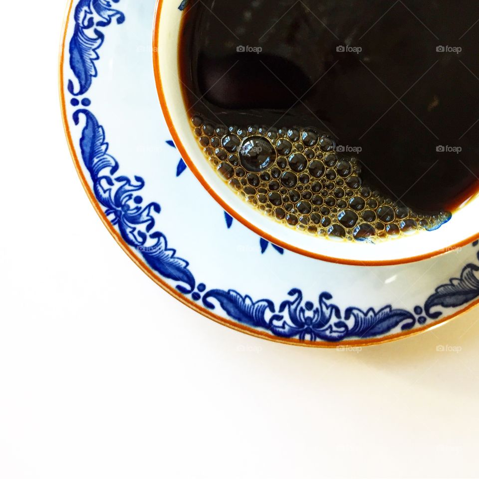 Cup of black coffee in the morning