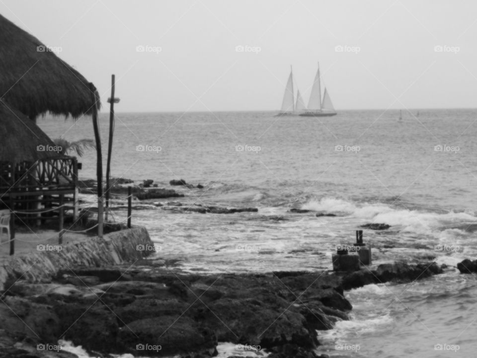 Sail Boats off coast of Cozumel