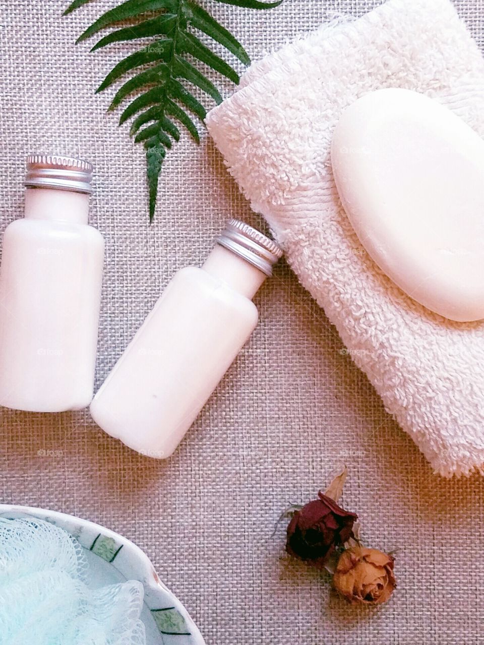 spa flat lay