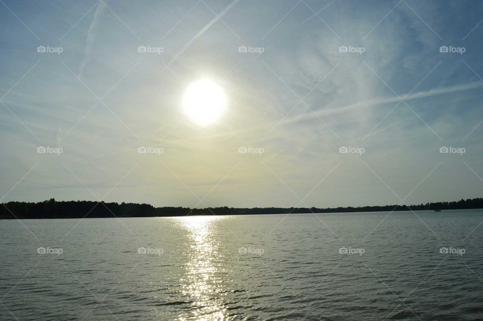 Beautiful sunshine over the lake in Poland