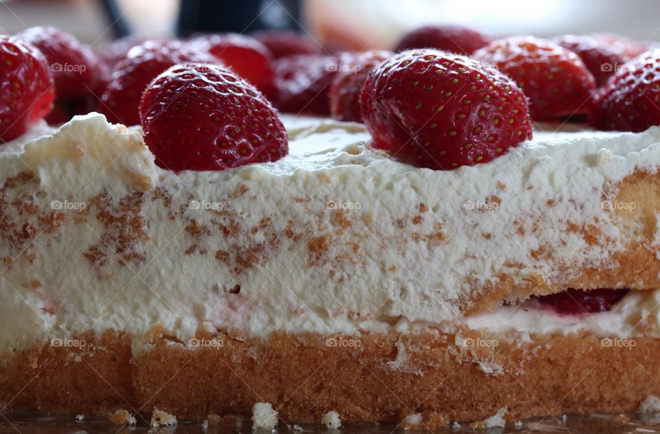 Strawberry cake close-up