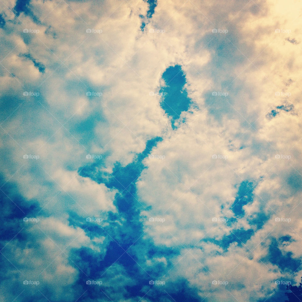 sky blue clouds sun by soooooouuuul_train