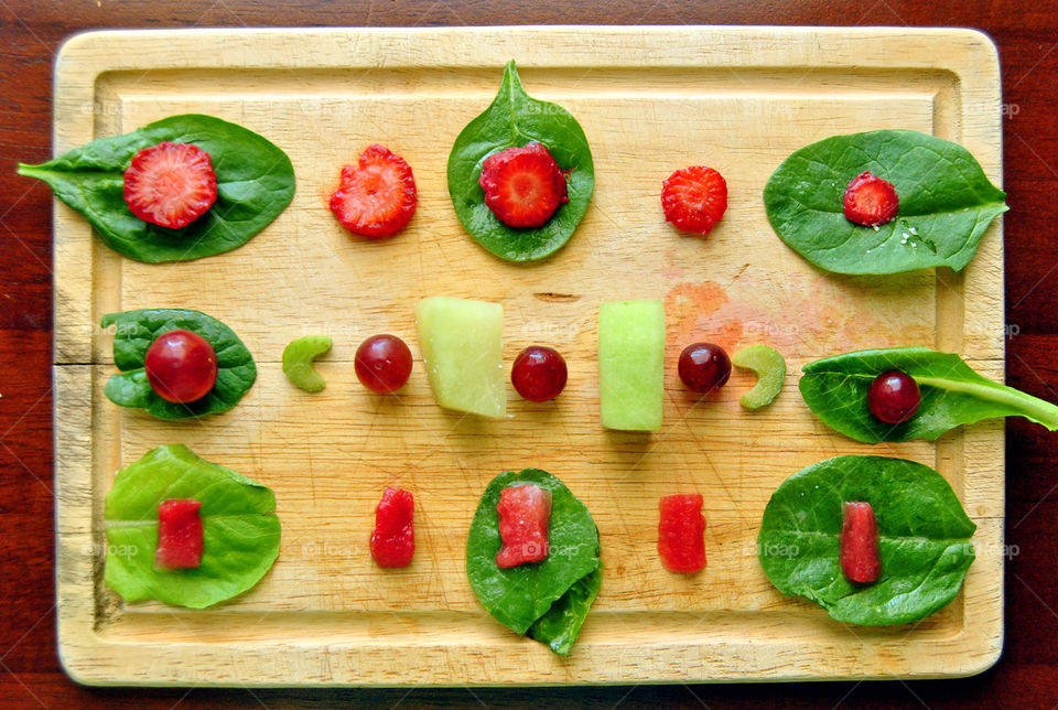 Fruits and leafy veggies