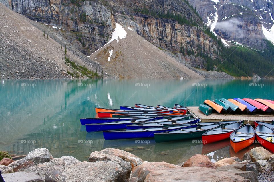 Colorful canoes waiting for adventure!