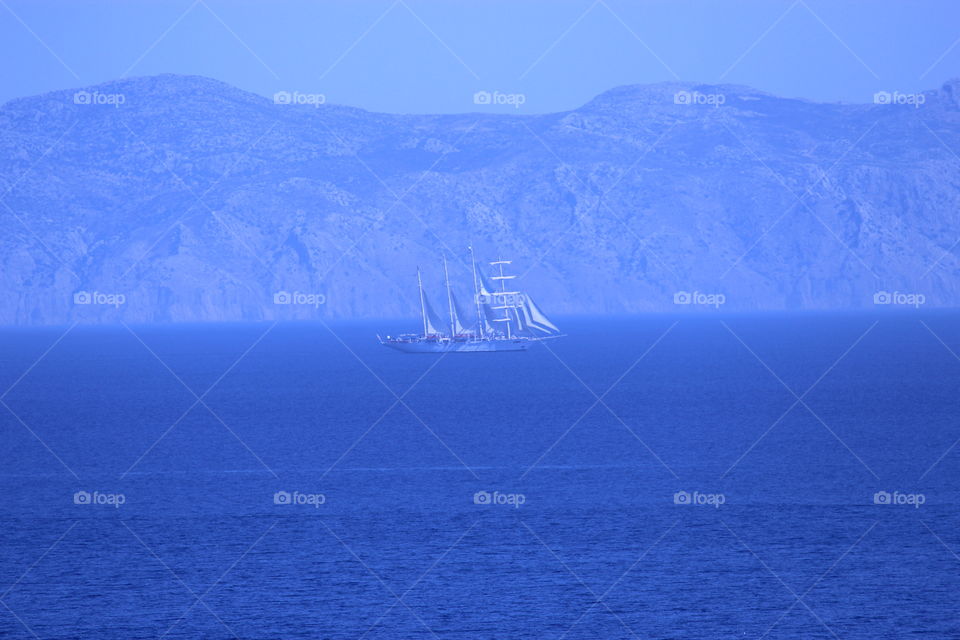 Big sailboat from Marmaris, Turkey. Seen from Rhodes, Greece