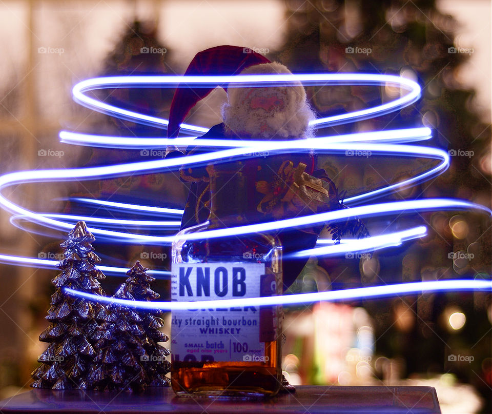 Christmas gift. Santa appears with a bottle of knob creek for my stocking