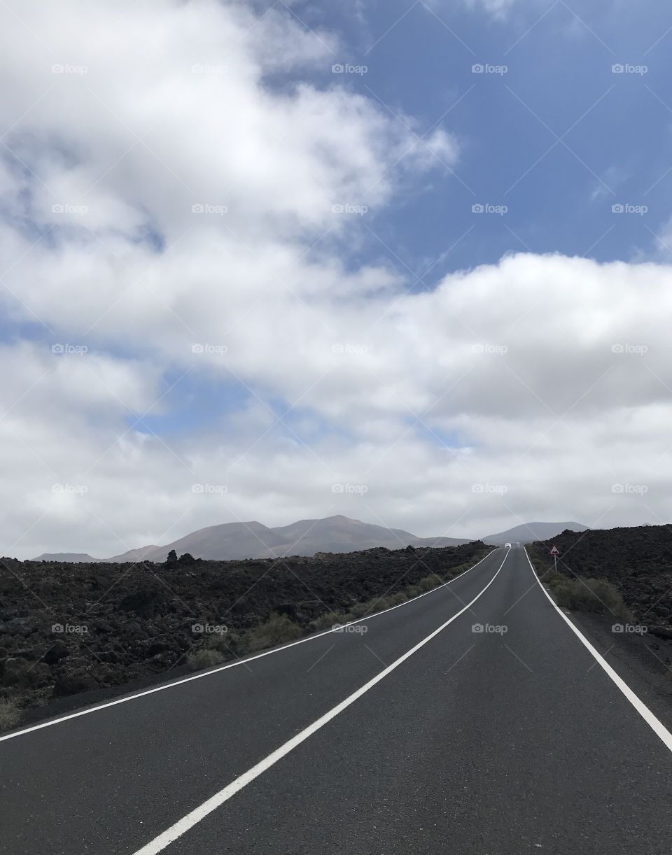 Lanzarote Spain volcano on the road symmetry 