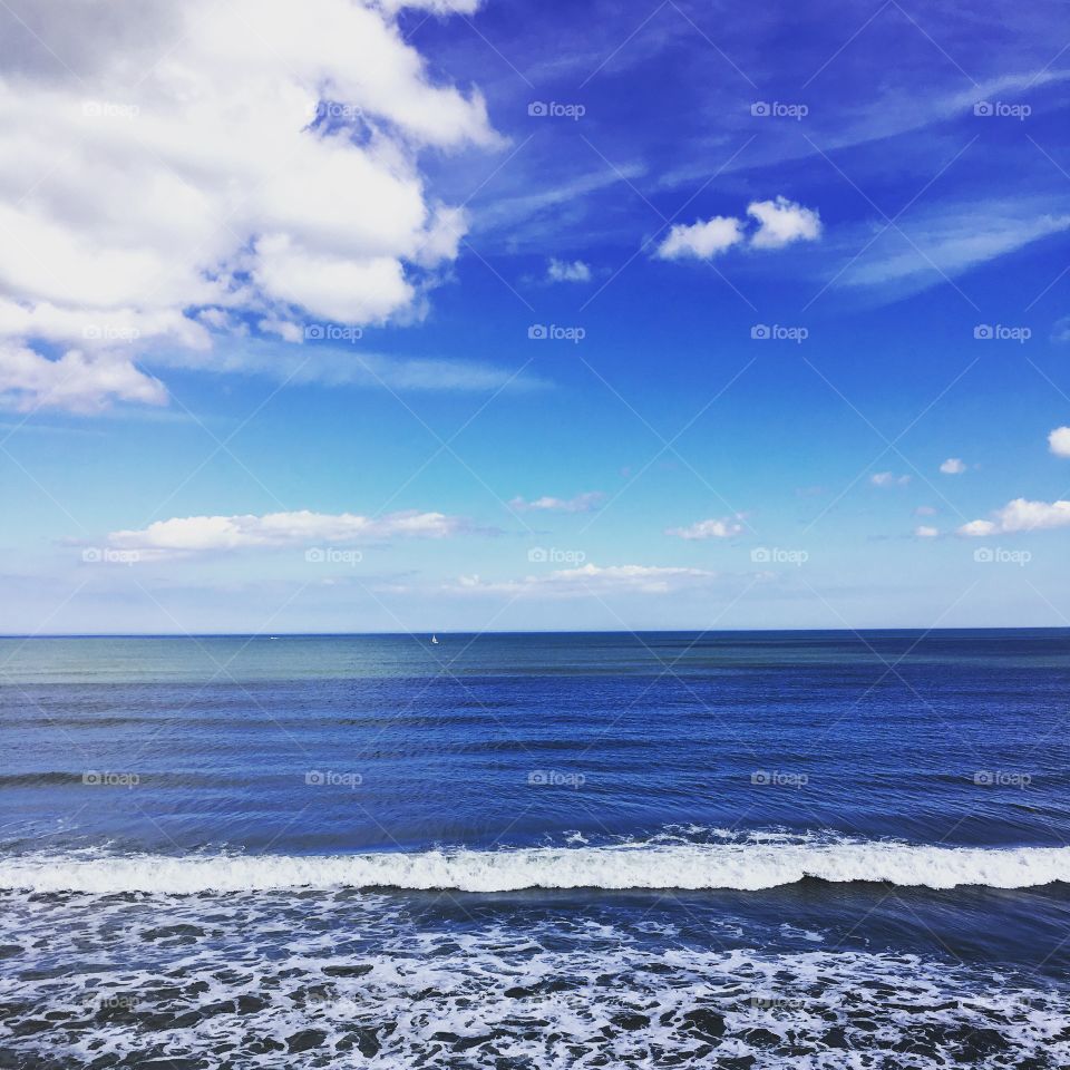 Bright blue ocean and sky