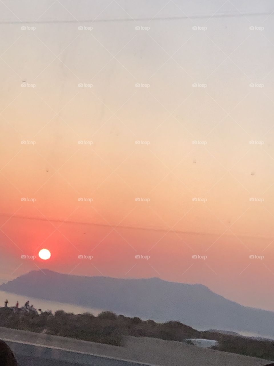 A bright red sunset in Greece
