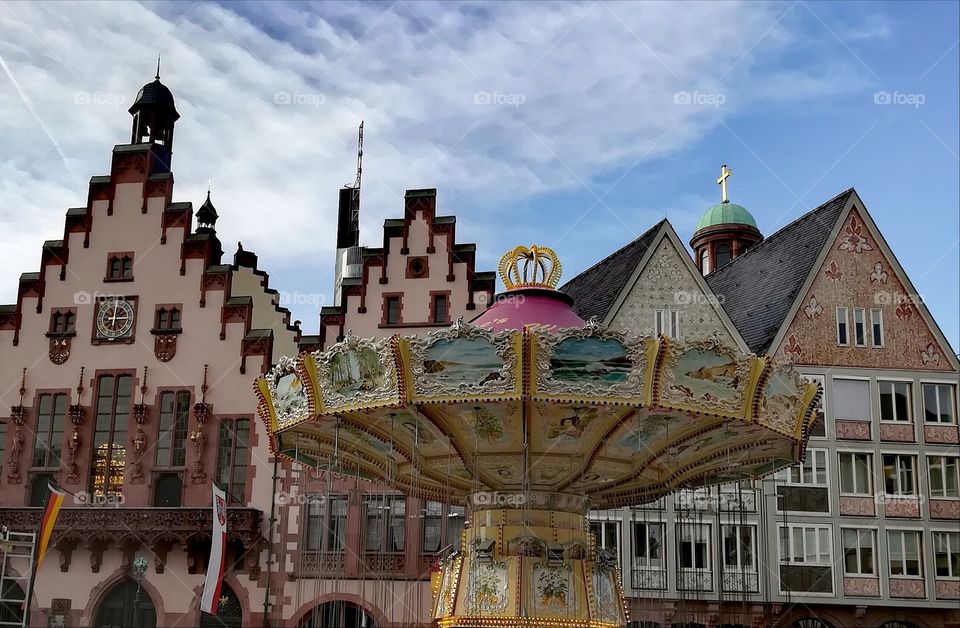 A carousel in front of the town hall Römer Frankfurt/Main
