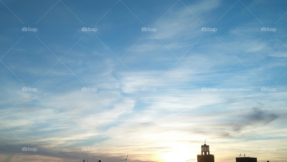 tower mosque embracing magic sky.