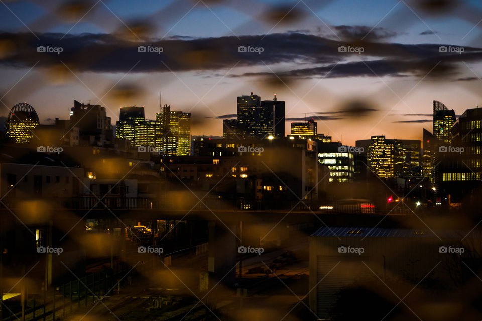 Sunset over the city lockdown of Paris