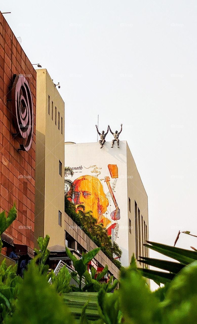 Rabindranath Tagore Artwork in Mall.
He was a poet, writer, philosopher and painter.
He won Noble Prize in 1913 for Literature.