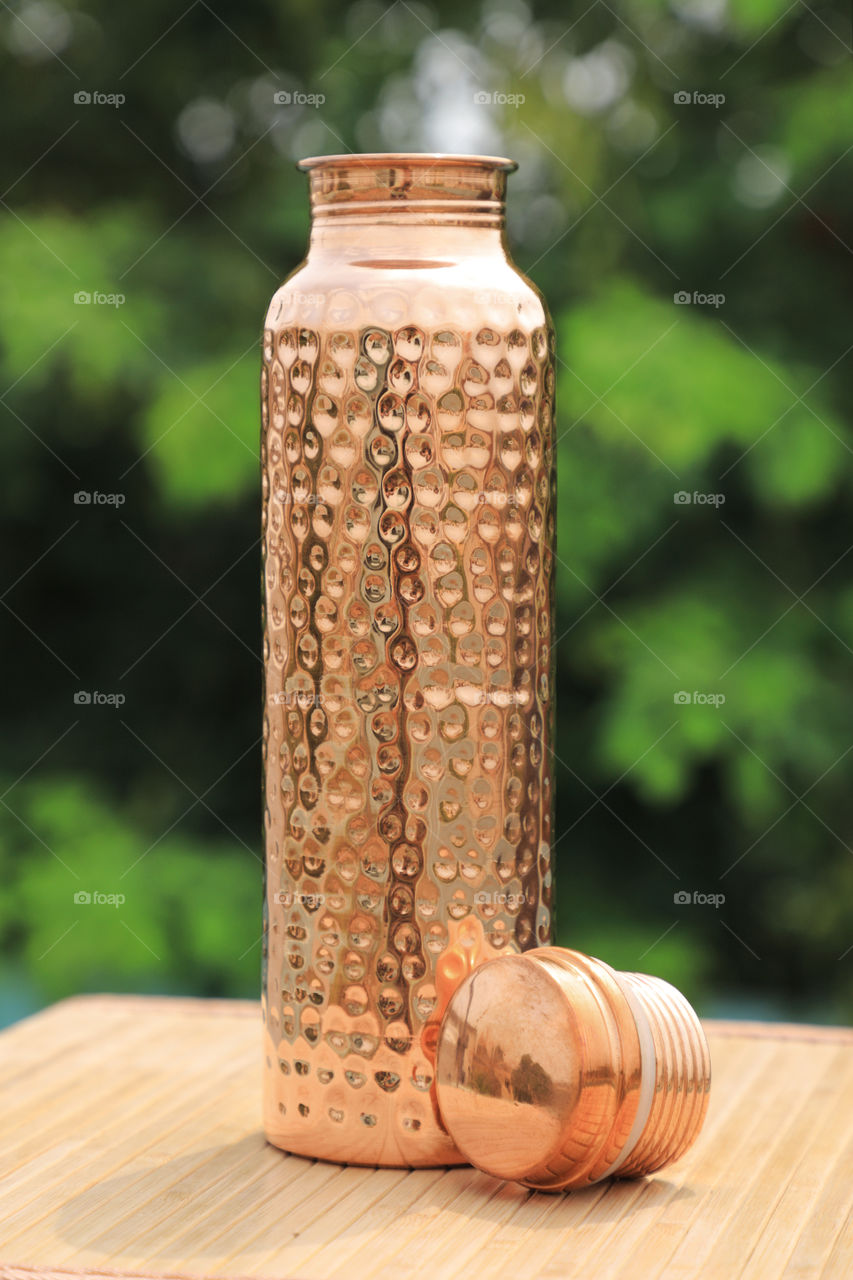 Indian traditional handmade hammered copper water bottle