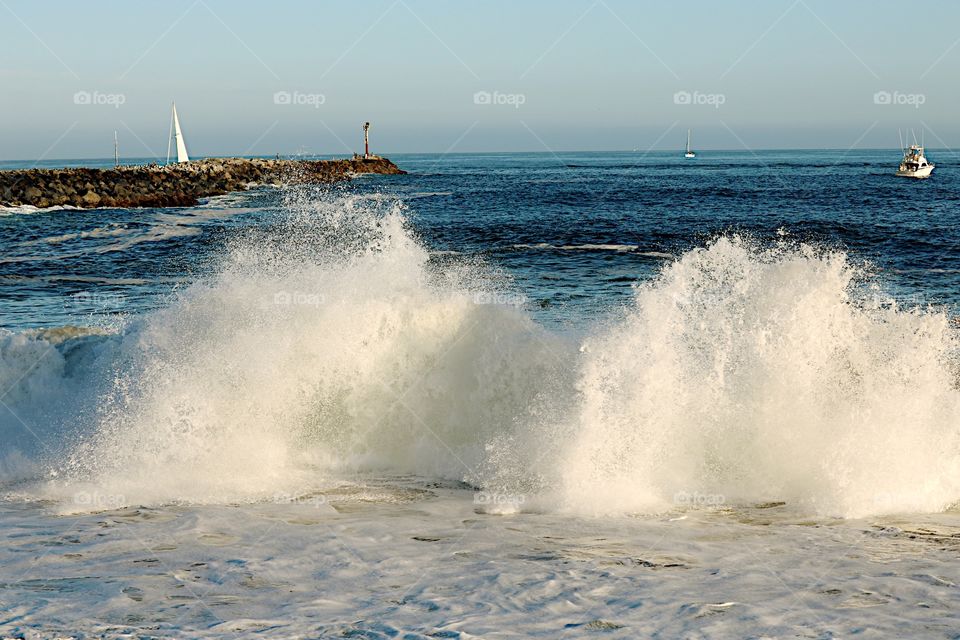 Scenic view of splashing wave