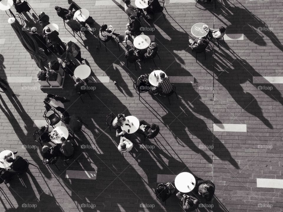 Tables and shadows. Southbank centre. London