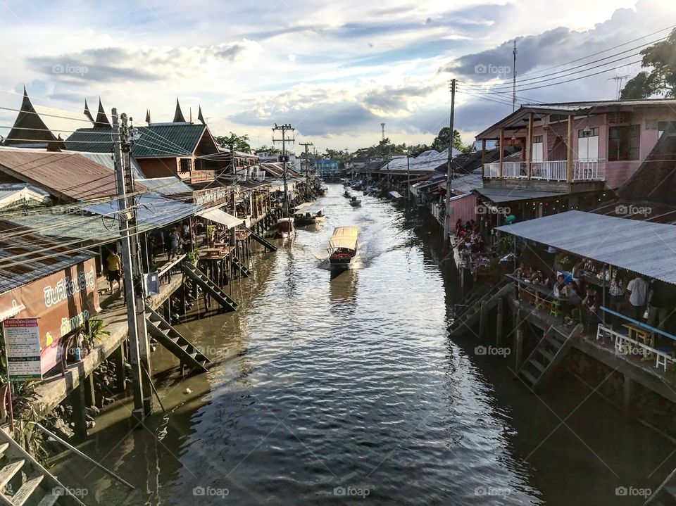 Community by the canal in Thailand