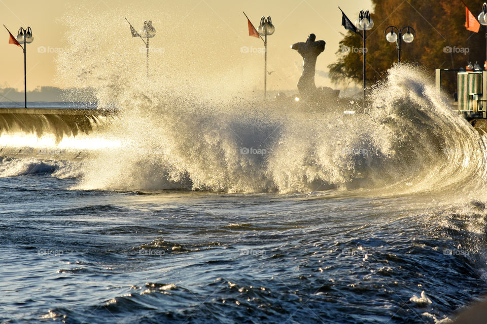 storm on the baltic sea in Gdynia, Poland