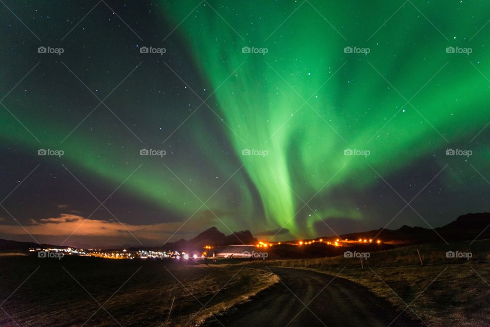 Aurora borealis at night
