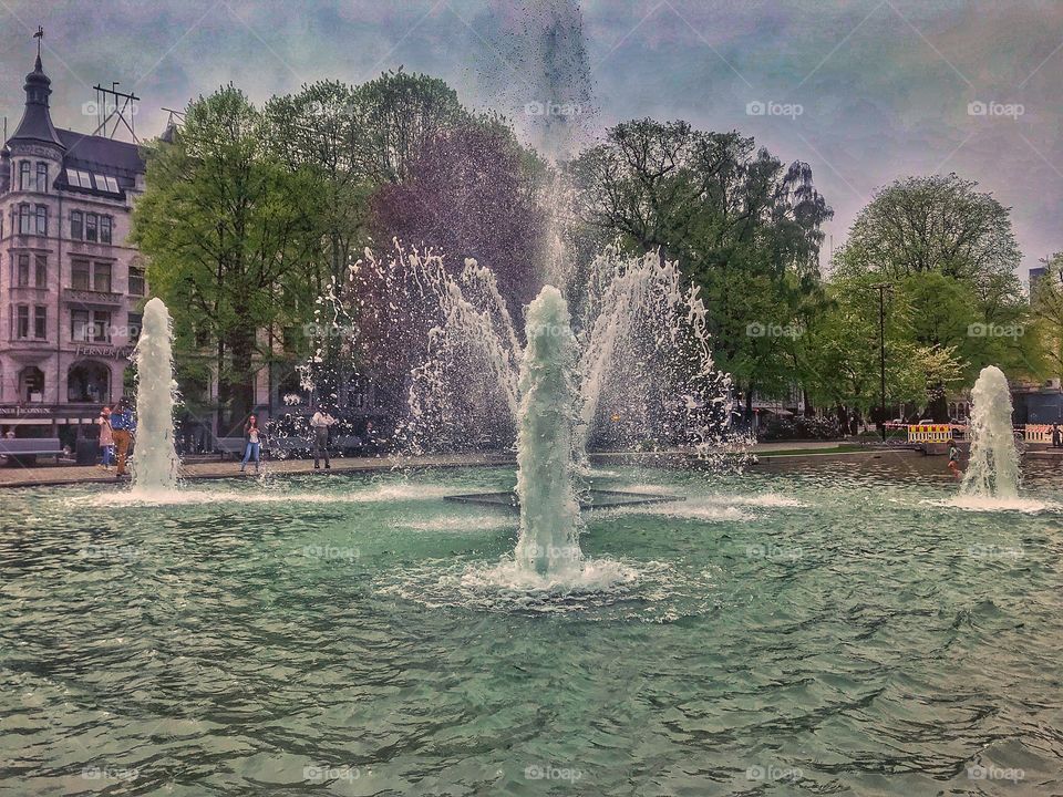 Beautiful water fountain in Oslo 