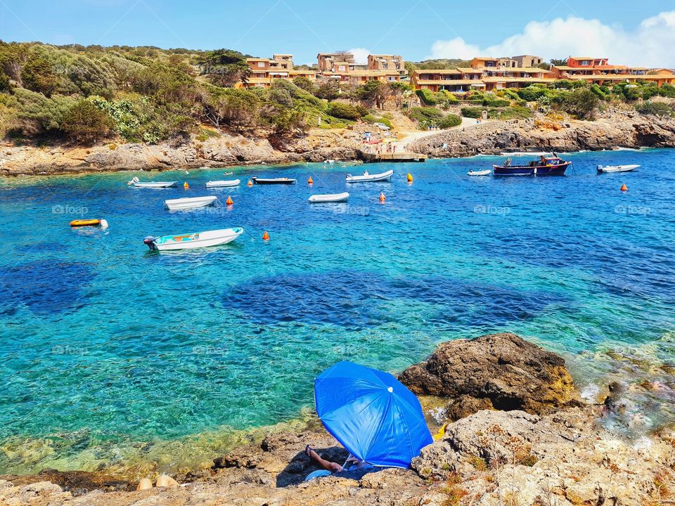 blue sea of ​​the island of Giannutri in Tuscany (Italy) "cala spalmatoio"