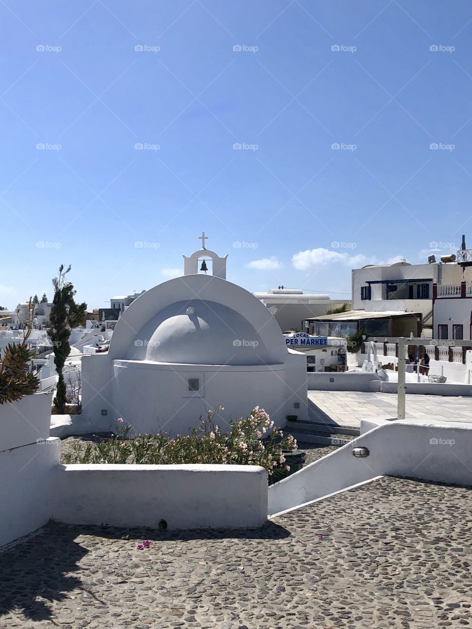 White Dome structure in oia santorini greece cyclades
