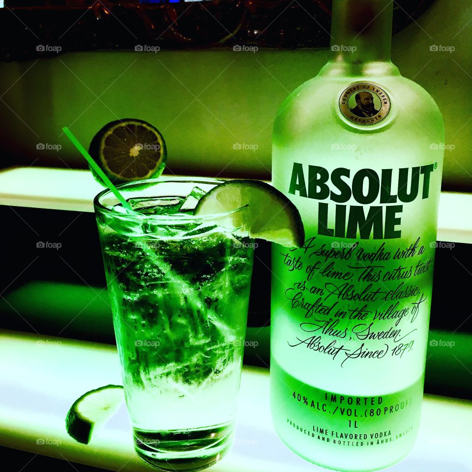 Bright greens promoting absolut lime vodka