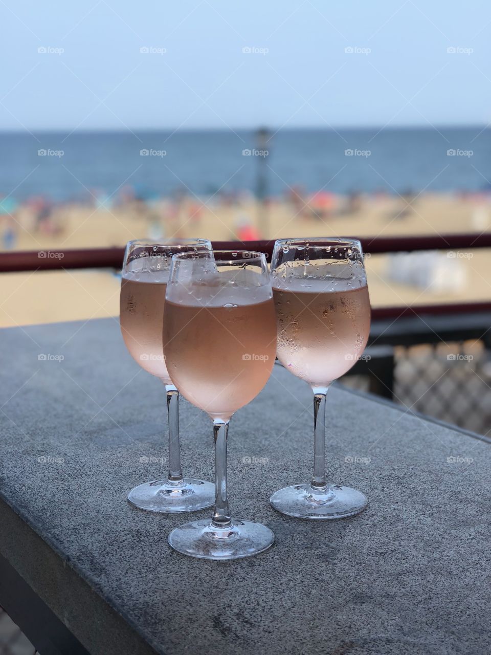 Rose wine by the beach