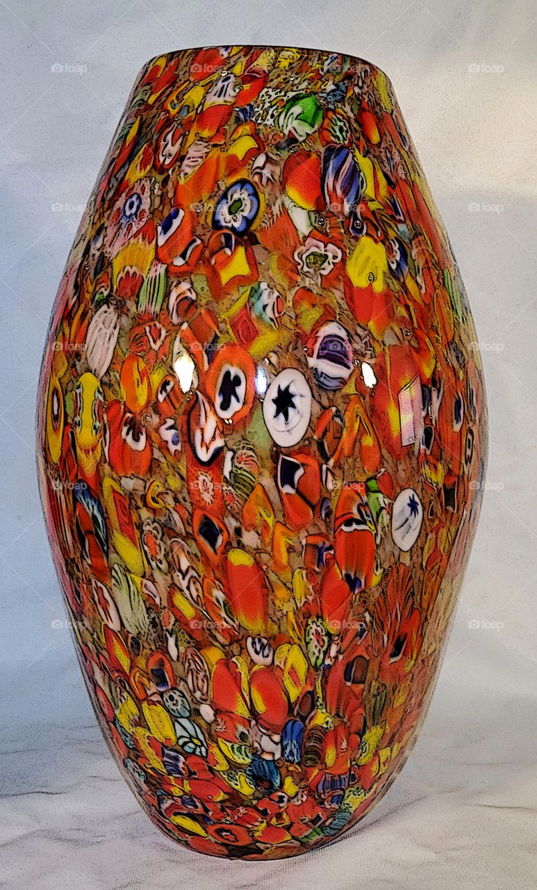 Elliptical Art Glass Vase
