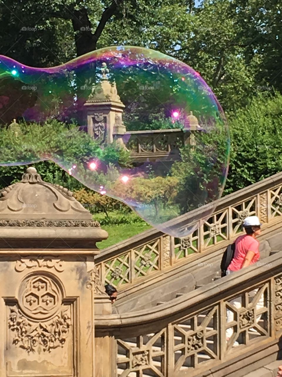 Soap bubble in park
