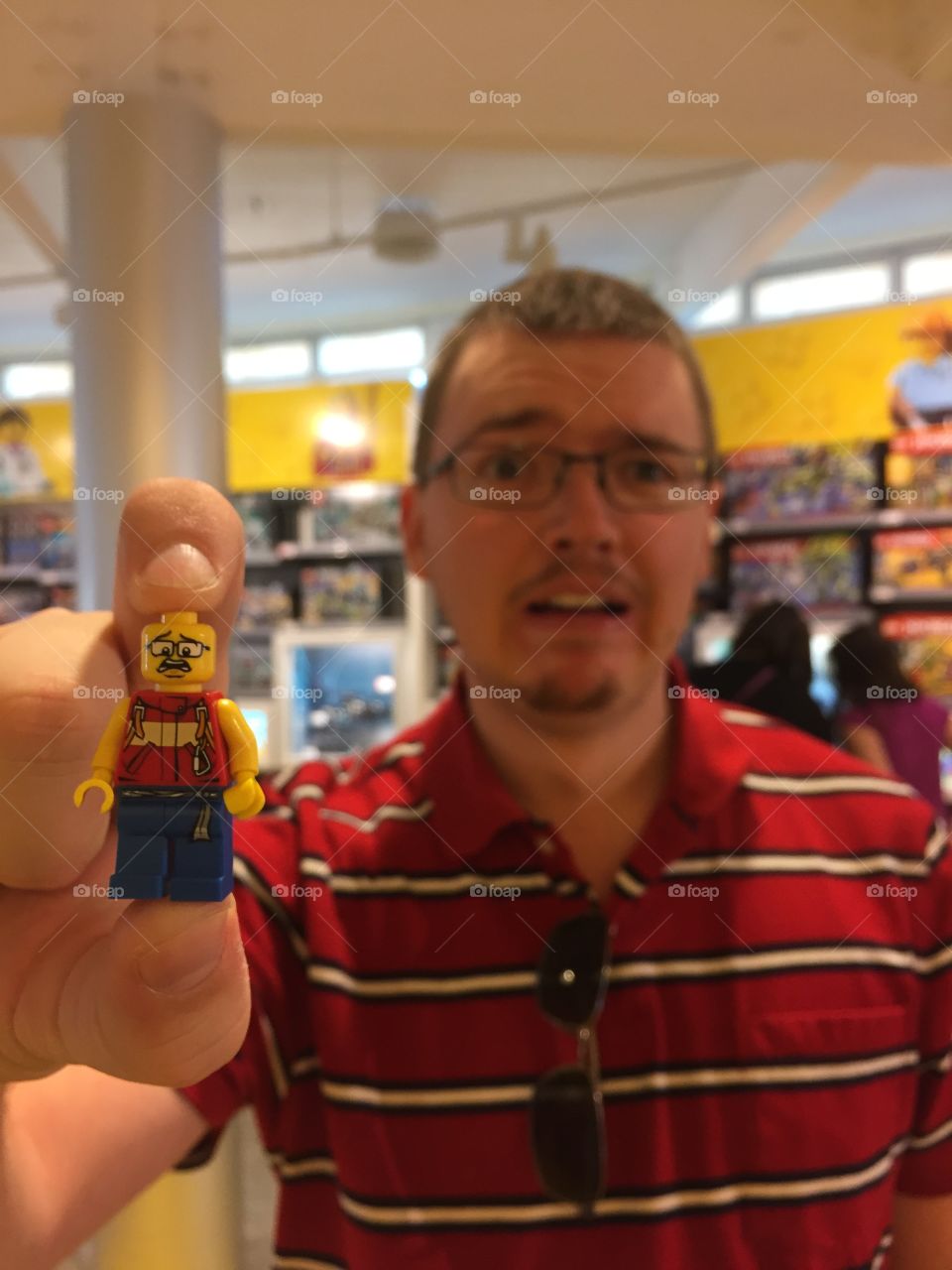 Making a lego mini me at the Disney Springs LEGO store in Florida.