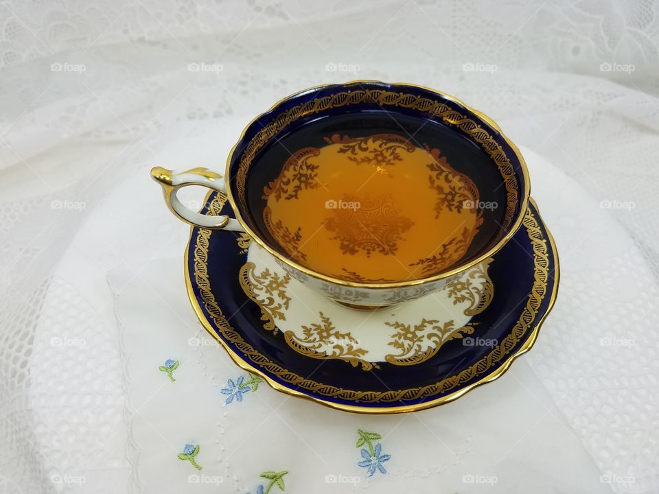 regal cup of tea in a delicate setting