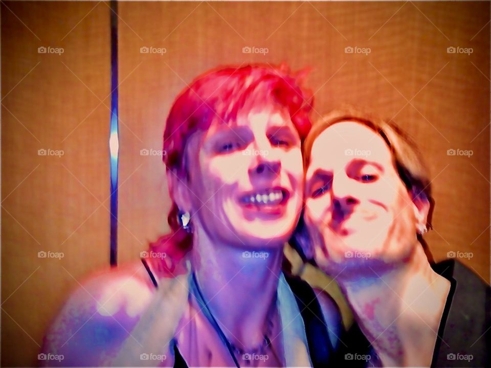 „Timothy Trespas“ and myself, „Petra Schiller“ a.k.a. „Maxine Firefox“ photographed in an elevator during the course of that same glorious year, 2009. Hypnotic Productions