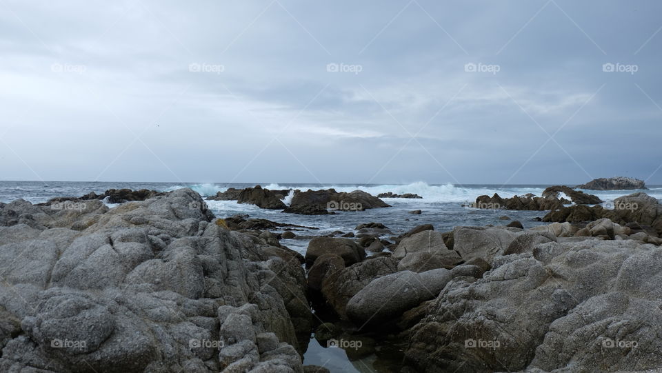 Rocky coast on a cloudy day