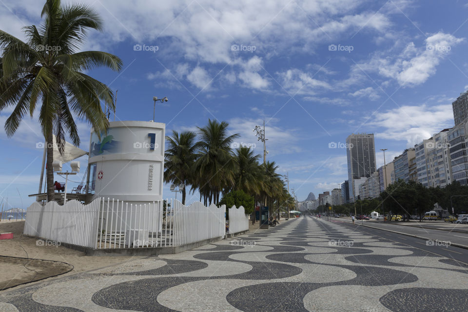 Leme and Copacabana beach in Rio de Janeiro Brazil.