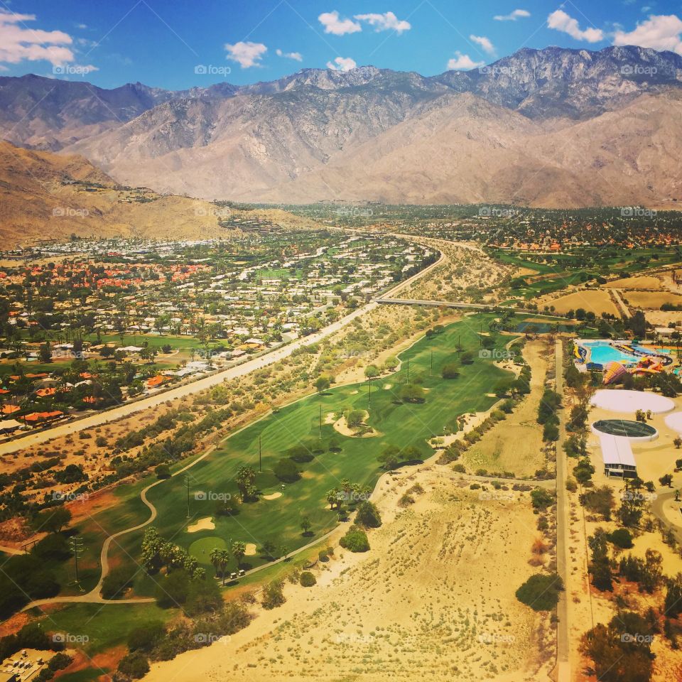 Palm Springs, California is seen from the air. (Image source: Jon Street)
