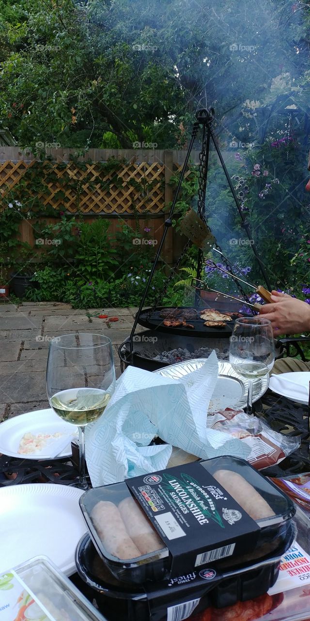 barbeque with wine