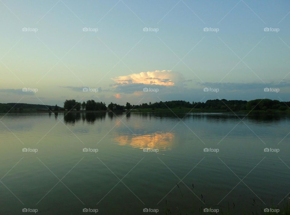 Clouds reflected on idyllic lake