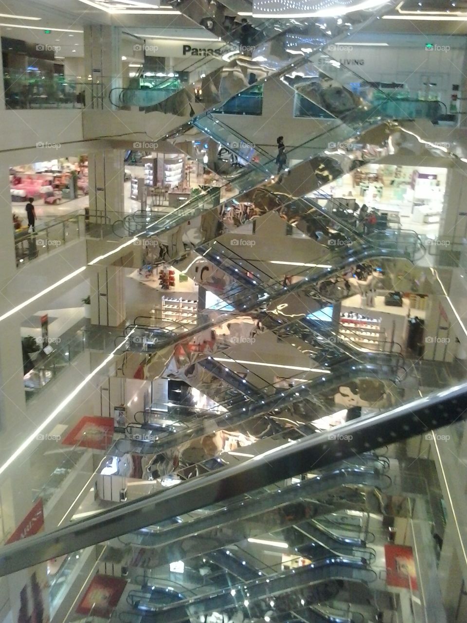 escalators. never-ending escalators at a mall in China