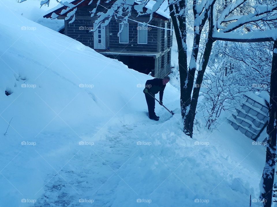 snow cleaning in the village