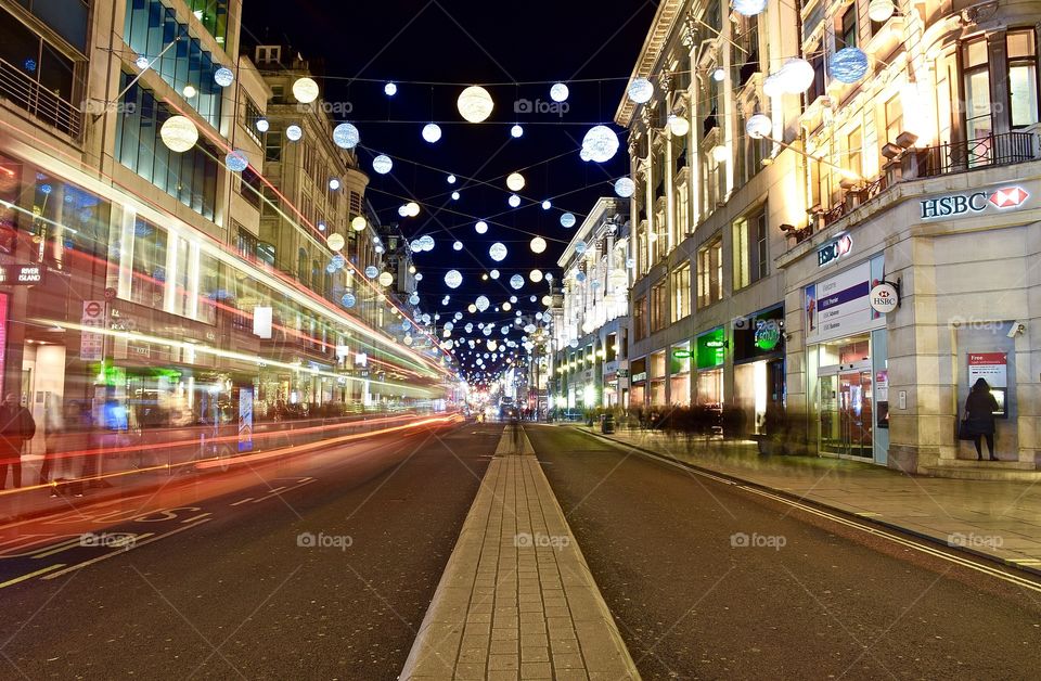 Oxford Street, Christmas Lights, Christmas, Road, City, London at night, Night, Lights, Transport 